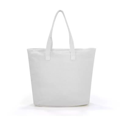Sacs de shopping à la plage blanche avec poignée en coton et logo imprimé sur mesure