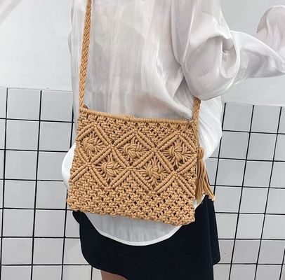 Autres modèles Type artisanal Cordes de coton paille Sacs à main pour femmes Sacs de plage Vintage
