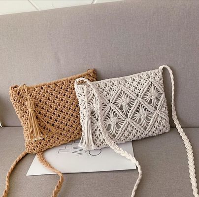 Autres modèles Type artisanal Cordes de coton paille Sacs à main pour femmes Sacs de plage Vintage