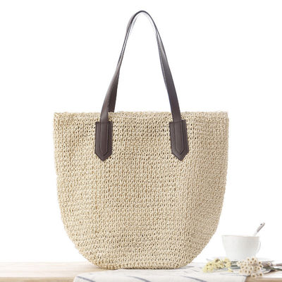 Sacs de paille pour femmes été Sacs de plage naturels Raffia avec deux poignées Nouveau arrivé