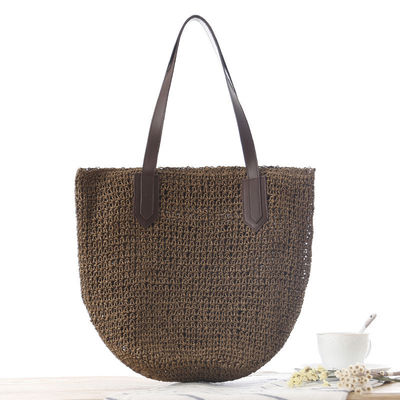 Sacs de paille pour femmes été Sacs de plage naturels Raffia avec deux poignées Nouveau arrivé