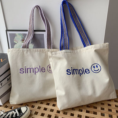Sac à main écologique personnalisé imprimé sac de magasinage en toile de coton réutilisable avec motif de lettre