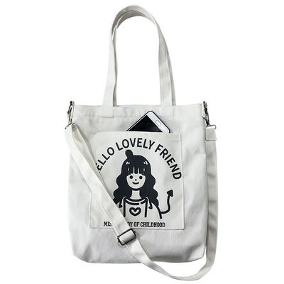 Sac à épaule de vie scolaire quotidienne pour femmes Eco-friendly Logo sur toile sur mesure