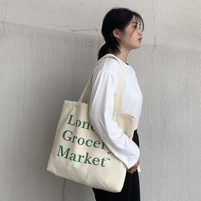 Sac à main en toile de coton de grande capacité pour les achats Logo personnalisé accepté