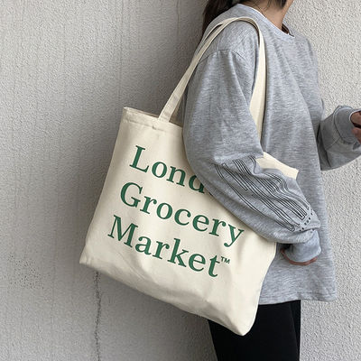 Sac à main en toile de coton de grande capacité pour les achats Logo personnalisé accepté