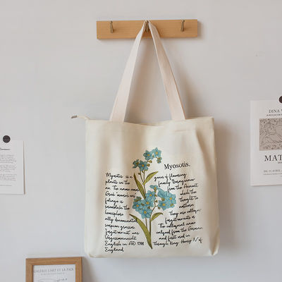 Sac de magasinage en coton réutilisable écologique de taille moyenne avec motif de lettre