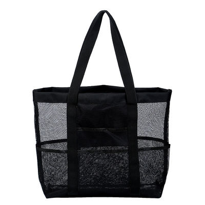 Logo personnalisé Black Shell Collection Large Nylon Portable Mesh Beach Tote Bag pour les femmes