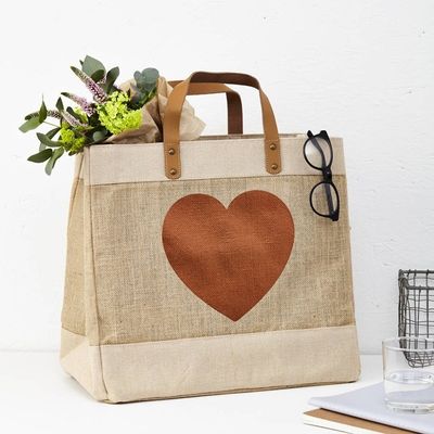La vie quotidienne de l' école Sac de jute recyclé sur mesure Sac de jute en burlap avec poignée en cuir