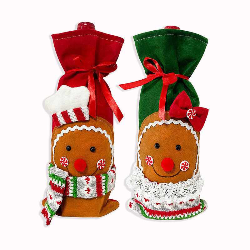 Bouteille de vin de Noël Couvre sac Homme de neige Père Noël Bouteille de champagne Couvre manche Joyeuse année de Noël Décorations de table
