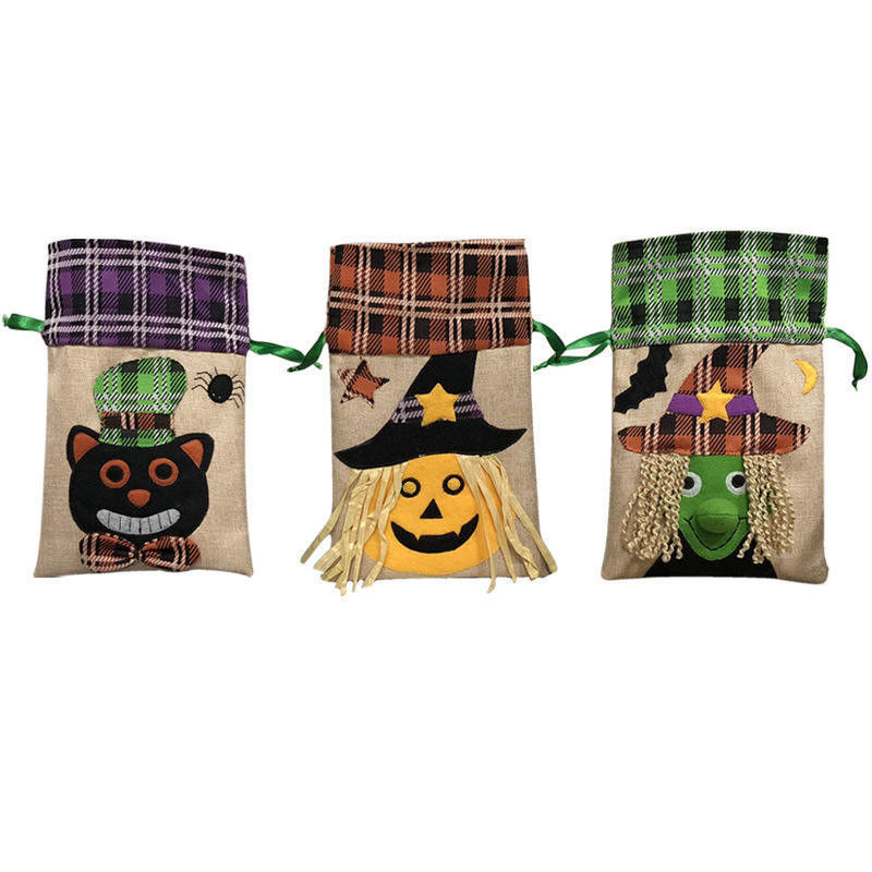 Sac de bonbons Halloween de couleur personnalisée avec corde à tirer Sac cadeau créatif non tissé