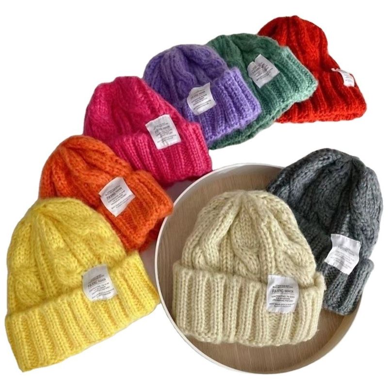 Logo personnalisé Couleur solide Chapeau tricoté japonais pour étudiants d'automne et d'hiver