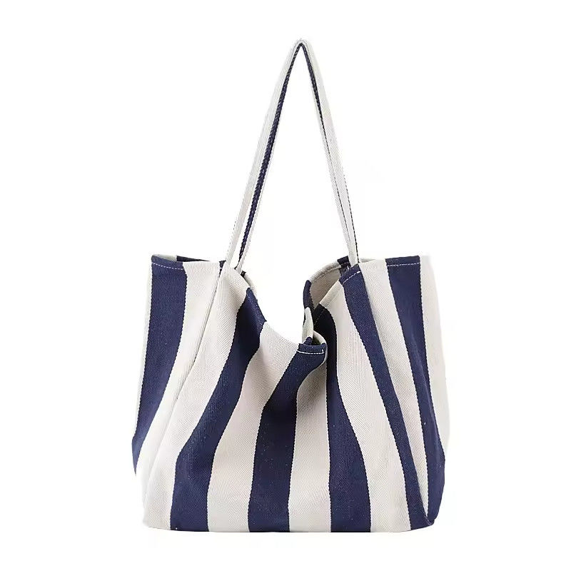 Sac de toile de coton de couleur personnalisé pour les achats OEM/ODM Acceptable Sac de sac à main rayé