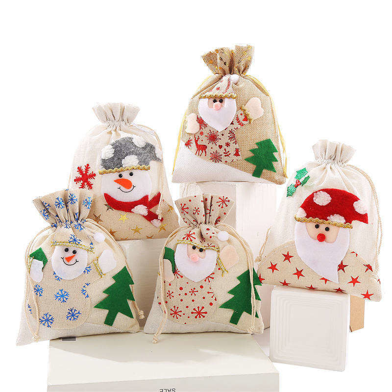 OEM/ODM Accepté Sac à biscuits de Noël en toile de Noël Sac à cadeaux en tissu tricoté