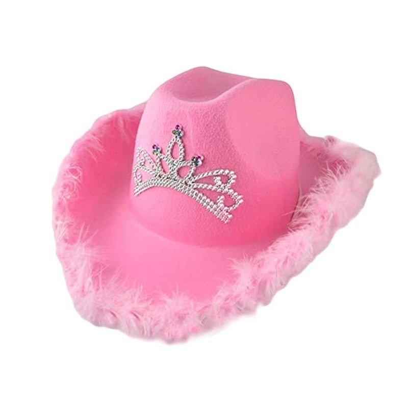 Chapeau de cow-boy occidental rose avec couronne rose clair et logo personnalisable