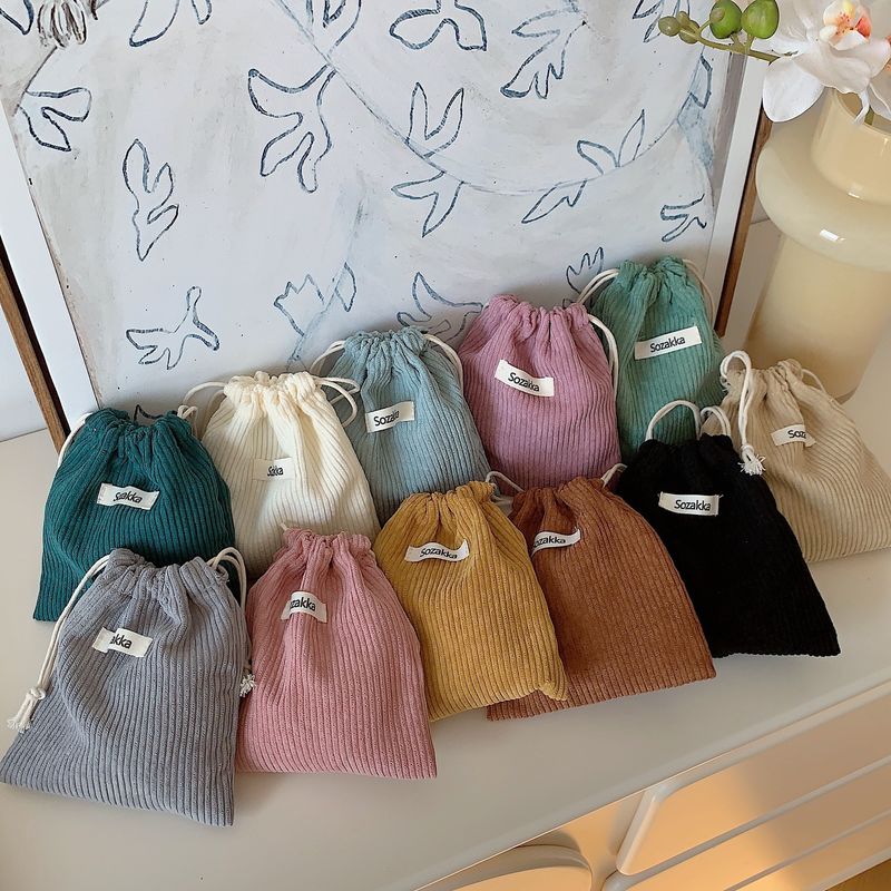 Étiquette tissée de couleur personnalisée Stockage Sac d'emballage en tissu à corde à tirer pour toutes les saisons