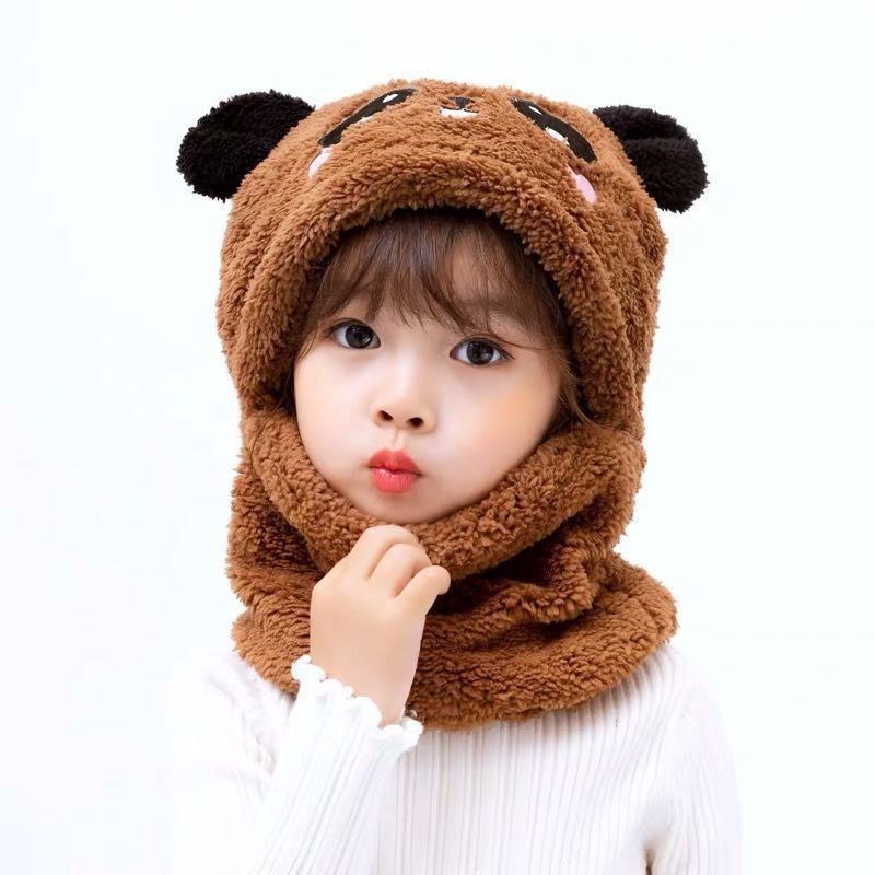 Scène applicable Autumn et hiver Enfants mignons Cartoon Chapeau à écharpe pour les sorties en famille