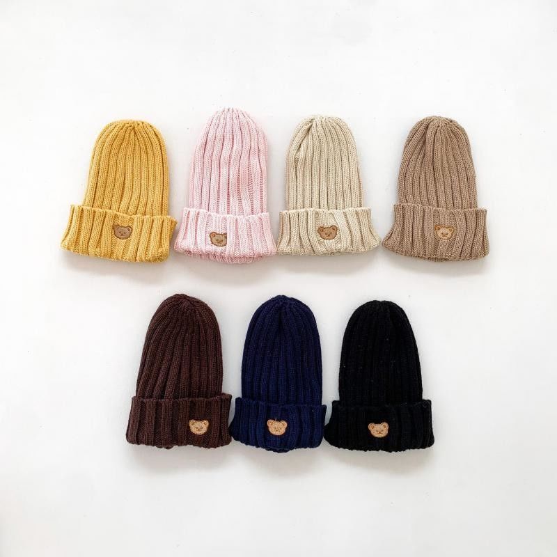 Chapeaux en tricot de couleur solide pour enfants filles garçons 10x9.5cm