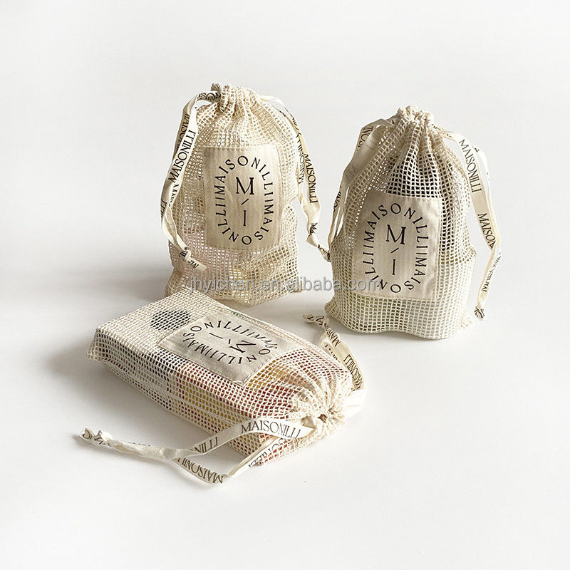 Ensemble de savon en coton organique réutilisable Sacs cadeaux avec corde à tirer