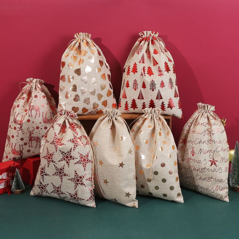 Sacs de Noël écologiques sac à cordes pour mini-cadeaux et emballages de bonbons