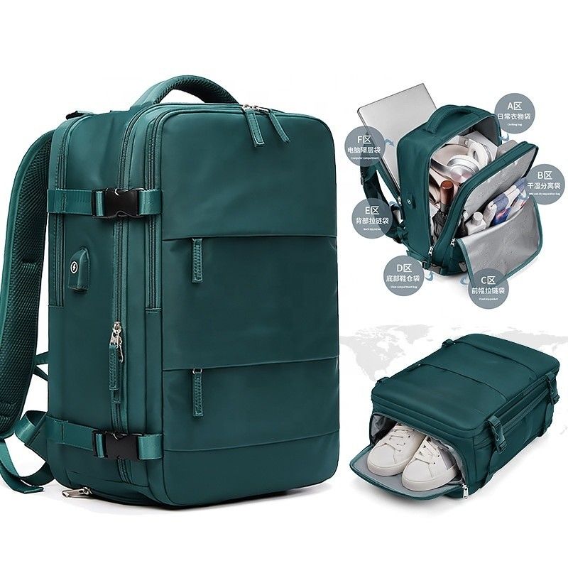 Sac de voyage en nylon polyester personnalisé étanche à l'eau sac à dos d'affaires de randonnée avec port de charge USB