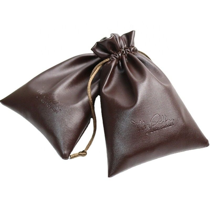 Portemanteau de taille moyenne Logo personnalisé en cuir en PU Sac à bijoux à cordes pour rangement de haute qualité