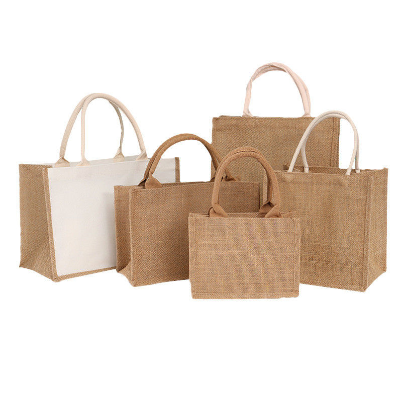 Sac de jute accepté OEM/ODM avec logo personnalisé pour les achats écologiques réutilisables sur la plage