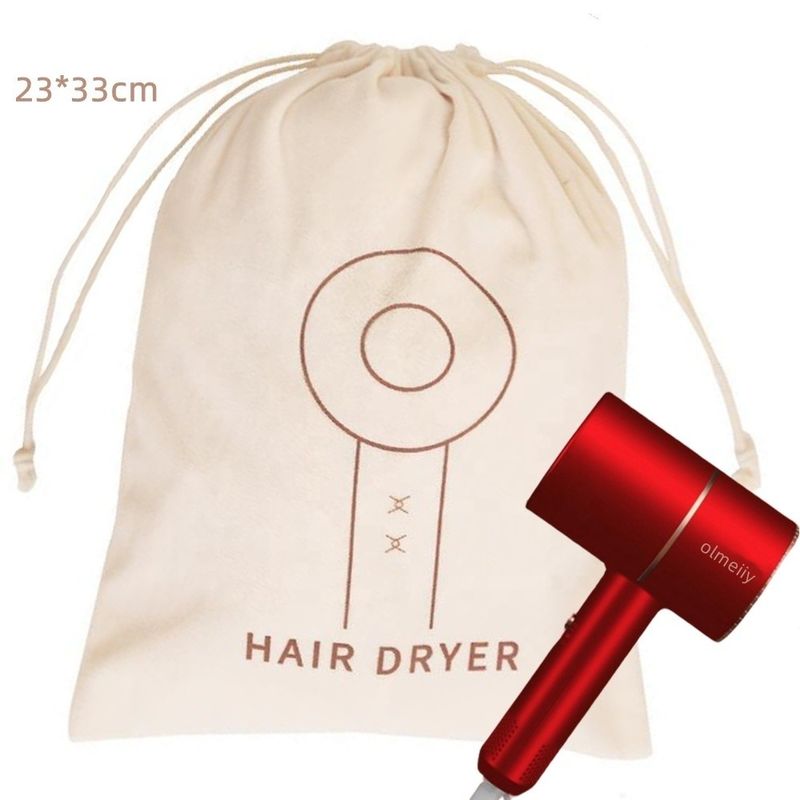 Logo personnalisé imprimé Sac à corde de suède pour protéger le sèche-cheveux de l'hôtel de la poussière