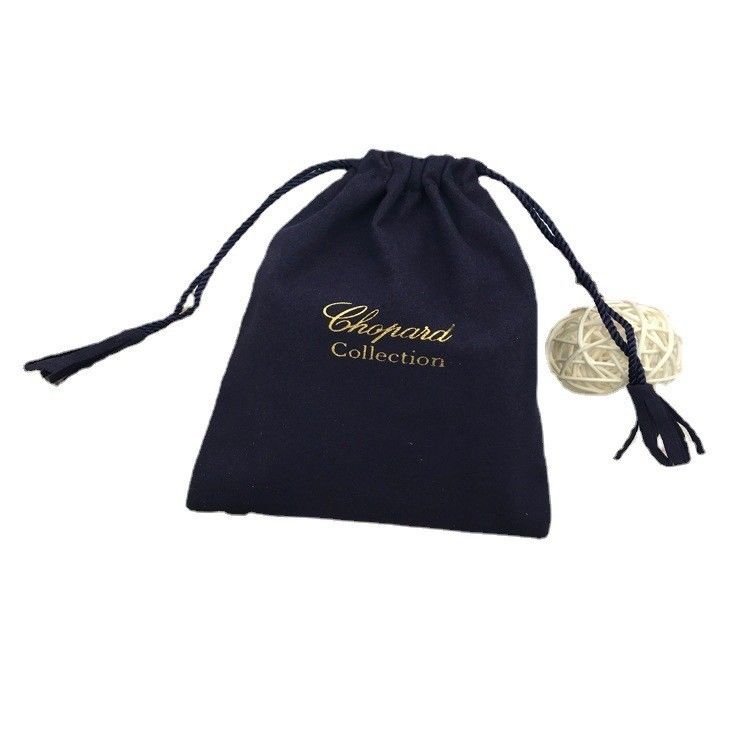 Design petit luxe poussière velours bijoux de la corde à tirer sac d'emballage et boîte avec logo