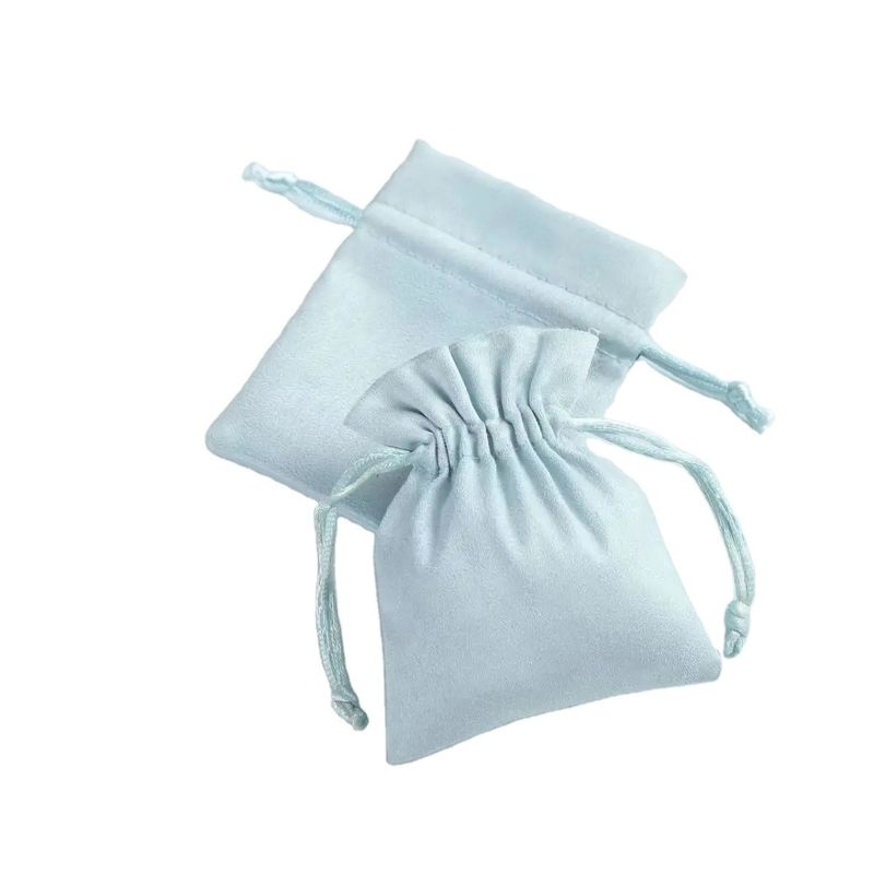 Acceptable OEM/ODM Sac à cordes en velours bleu clair personnalisé pour l'organisation de bijoux