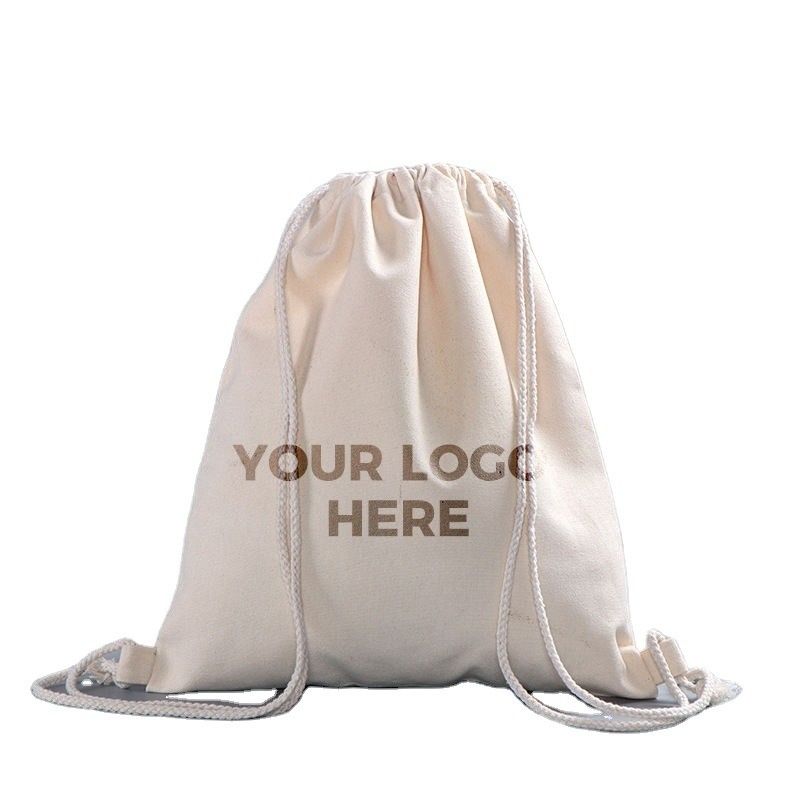 Sac à dos à cordes en coton avec imprimante et marque de logo personnalisé