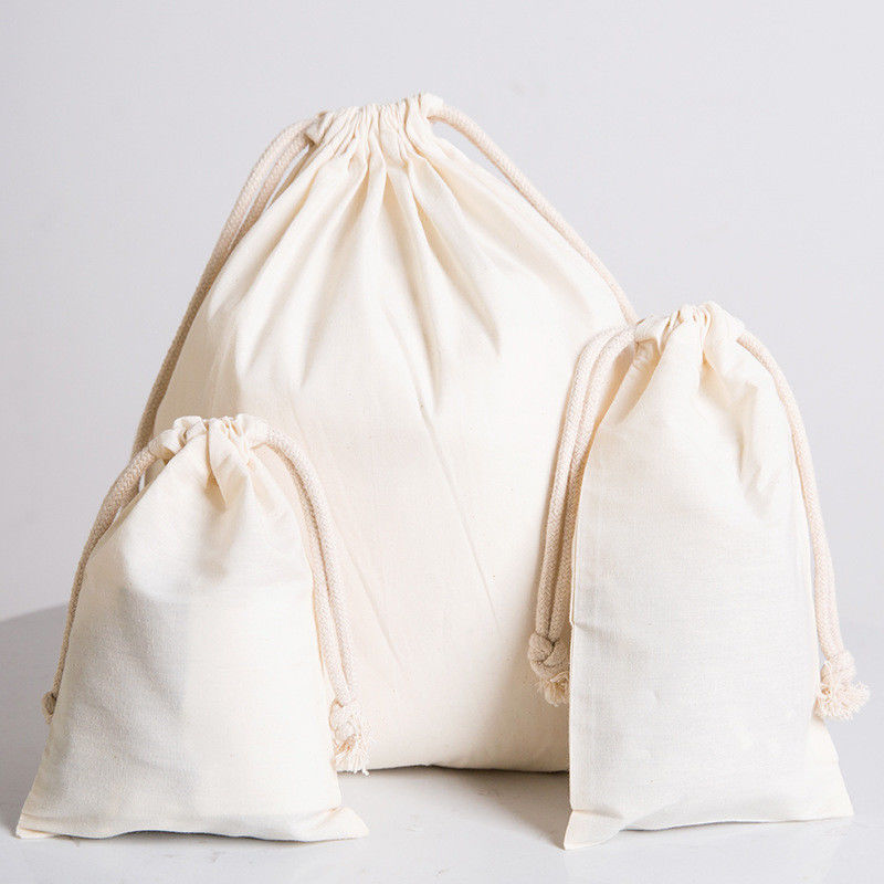 Sac à poussière en coton naturel à corde à tirer avec tissu imperméable pour sac scolaire