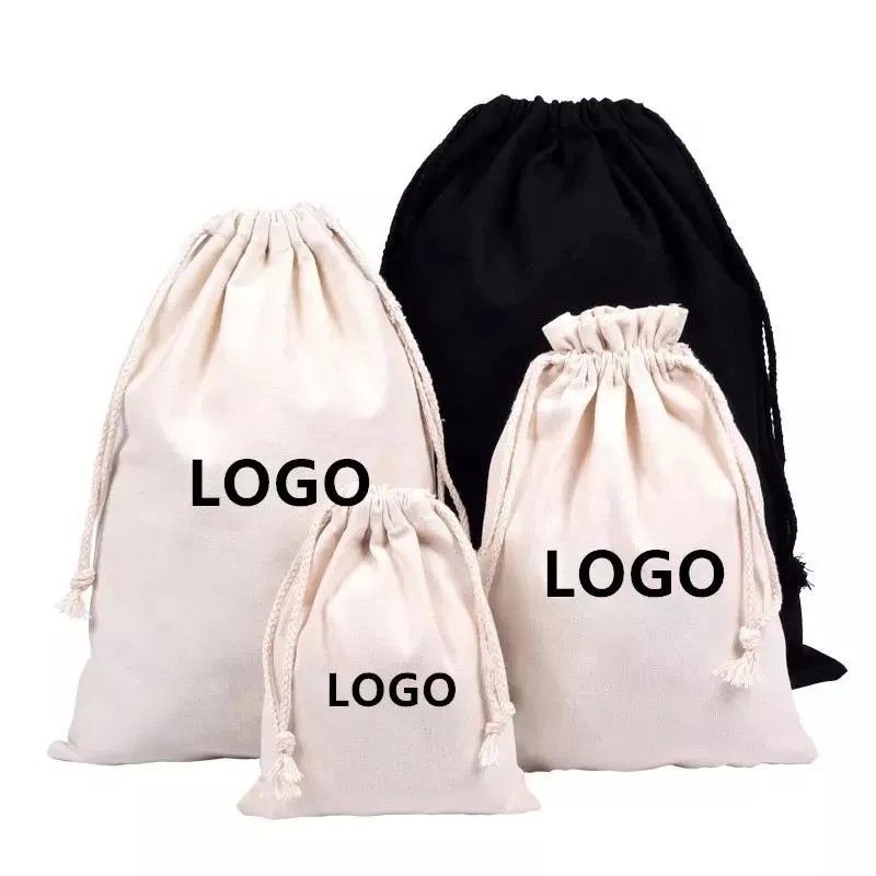 Logo personnalisé accepté 100% coton organique sac en toile pour emballage cadeau personnalisé