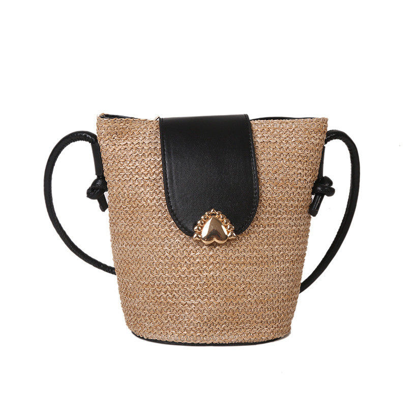 Designer de style d'été Sac à main rond en paille tissé pour femme