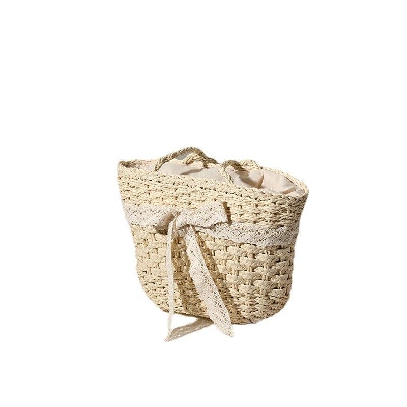 Fermeture ouverte Sac à paille personnalisé de couleur Sac tissé à la dentelle pour femmes de plage
