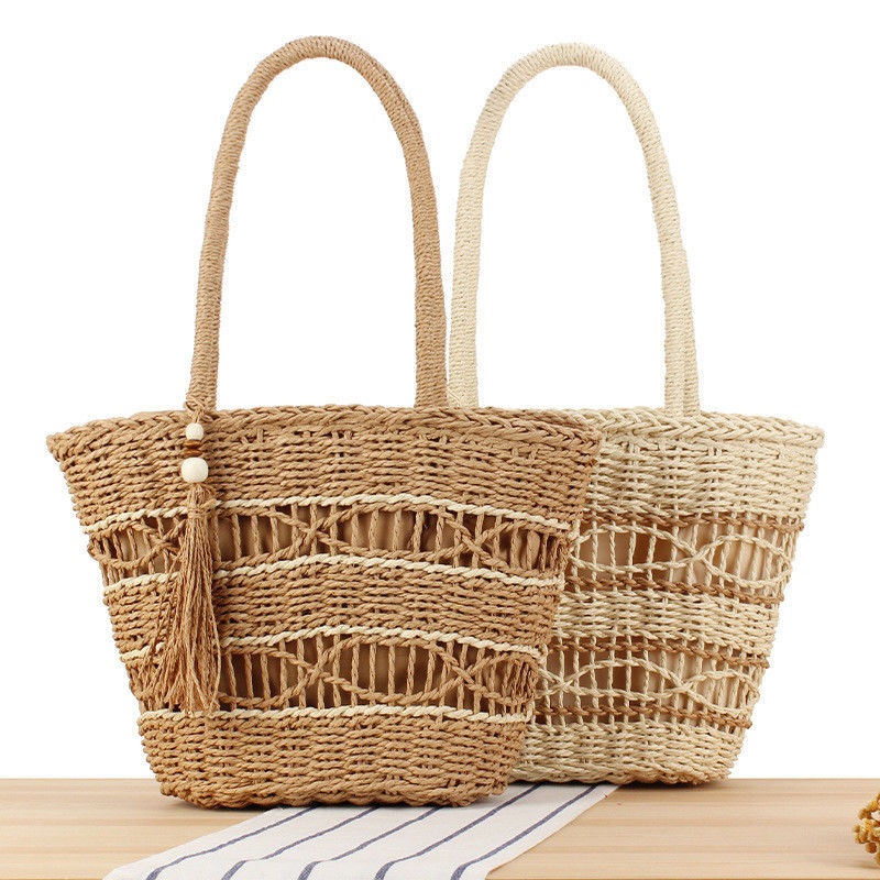 Couleur personnalisée Mode Sacs de plage d'été Femme Lady Straw Messenger Sacs à main