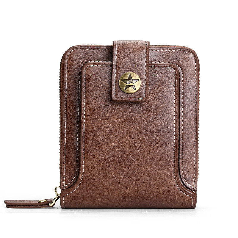 Portefeuille en cuir bipliant court pour hommes et femmes Portefeuille de monnaie de design Portefeuille de poche avant