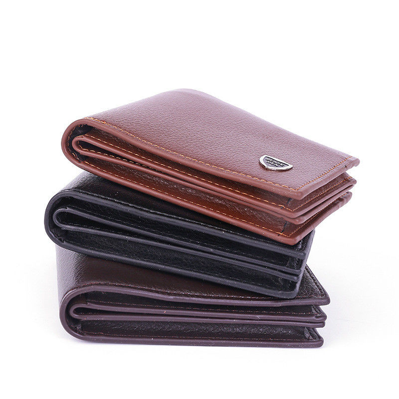 Bifold pour homme Crazy Horse Portefeuille en cuir réel avec 2 fenêtres à ID en cuir à grains entiers