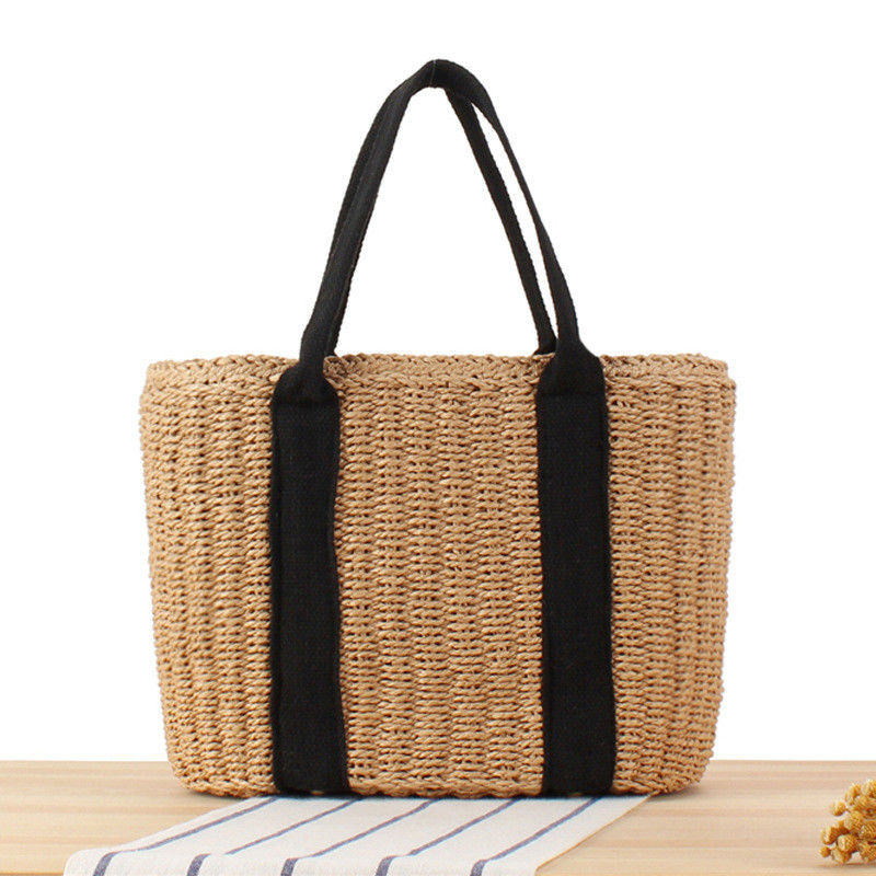 Sac à main en paille de grande capacité