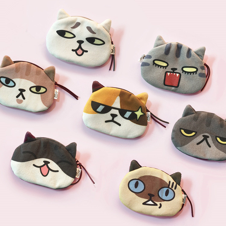 Unisexe 3D Petit portefeuille de pièces de monnaie Petit sac en forme d'animal avec revêtement en lin