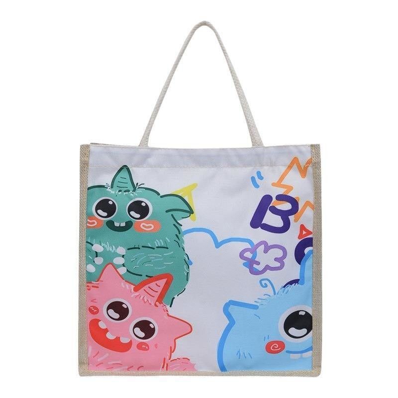 2024 Sac à épaule personnalisé pour enfants dessin animé pour plage loisirs Voyage sac à main en toile