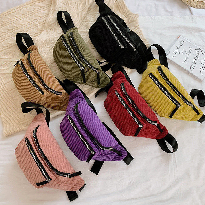 Acceptable OEM/ODM Femmes sacs de taille pour les sports de plein air Gymnase de course Fanny Pack Corduroy