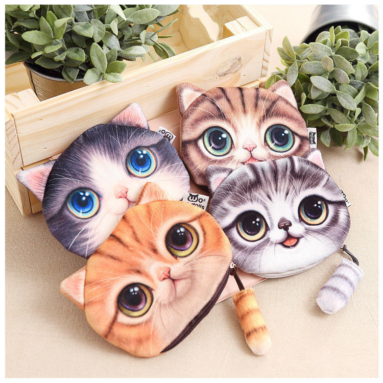 Couleur personnalisée Portefeuille pour enfants Petite fille porte-monnaie Porte-monnaie dessin animé 3D Chiffre de fermeture à glissière Kawaii Porte-monnaie Porte-monnaie