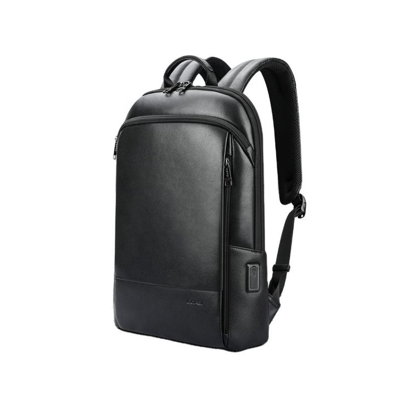Sac à dos en cuir pour ordinateur portable de grande capacité pour hommes avec port de charge USB anti-vol