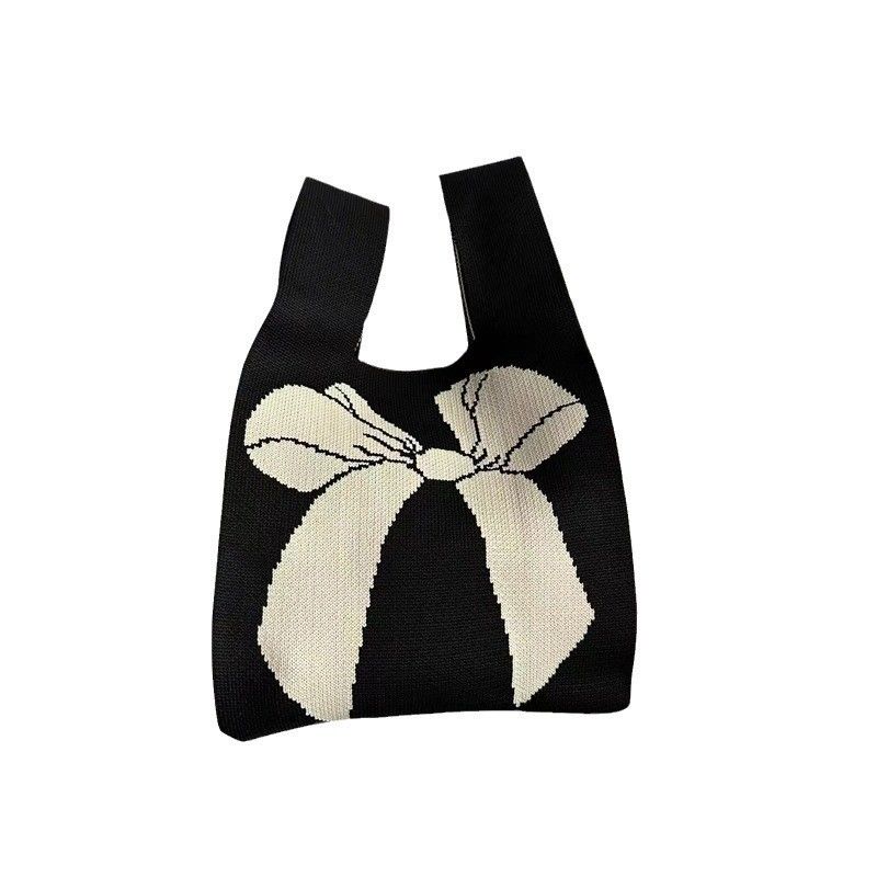 Conception de sac à main personnalisé en tissu de coton organique tricoté avec nœud à arc écologique