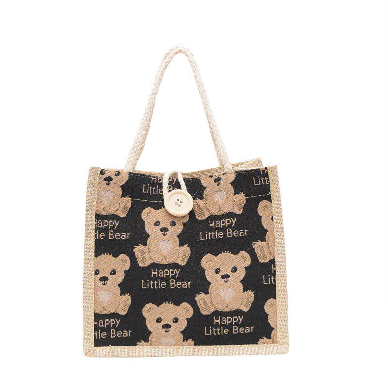 Personnalisé Adorable Cartoon Bear Imprimé Plain Coton toile de l'épicerie