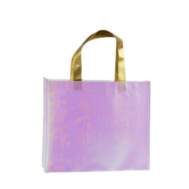 Logo personnalisé imprimé Non tissé métallique brillant lamellé sac cadeau pour la vie quotidienne