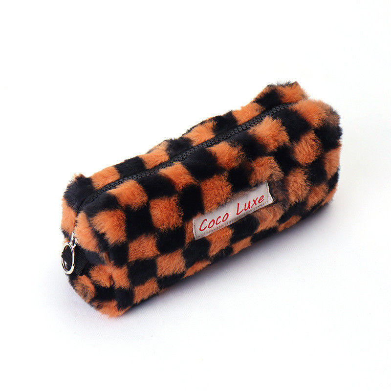 Sac de maquillage Gingham de grande capacité avec couleur personnalisée et logo de broderie de serviette