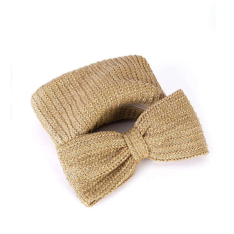 Sac à main personnalisé pour femmes, paille en forme d'arc tissé, sac à main en forme de raffia, sac à main en forme d'embrayage.