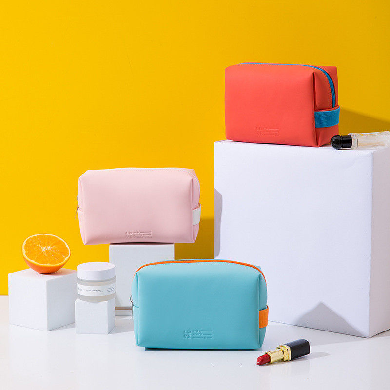 Sacs cosmétiques en cuir imprimé avec couleur colorée et fermeture à glissière