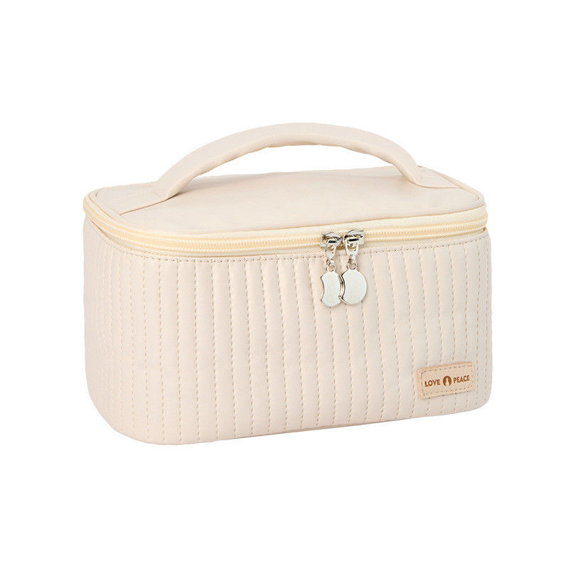 Sac à main cosmétique en PU imperméable pour femme avec fermeture à fermeture à glissière et conception portable